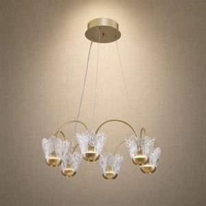 Contemporary Chandelier Dining Room in a great room