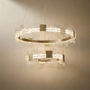 Elodie 2 Tiers Modern Gold Chandelier, two-tier