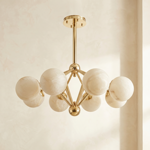 Brass 8-orb Alabaster Pendant Light — D820 — mra-brass-8-orb-70050-d820-dark
