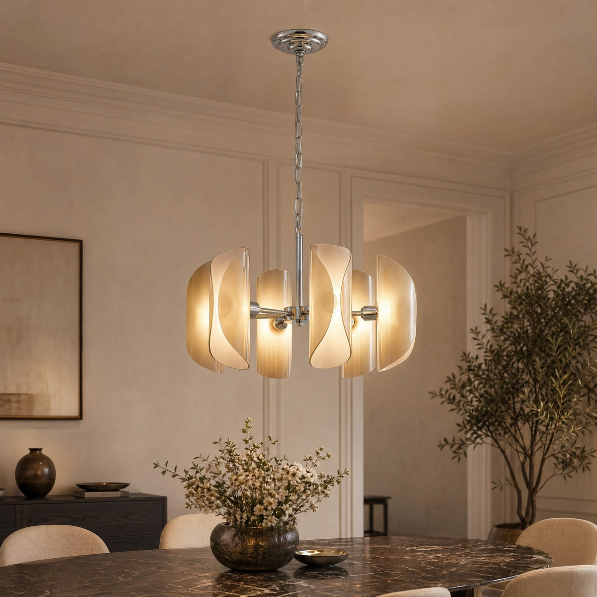 Helena Modern Chrome Glass Pendant Light - view 18
