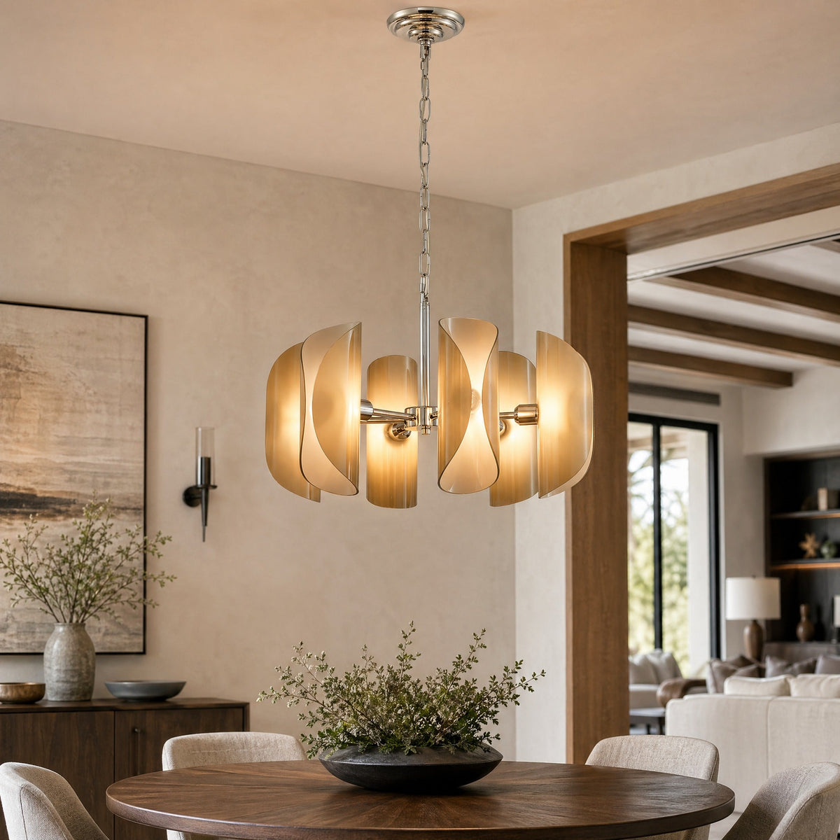 Helena Modern Chrome Glass Pendant Light - view 7