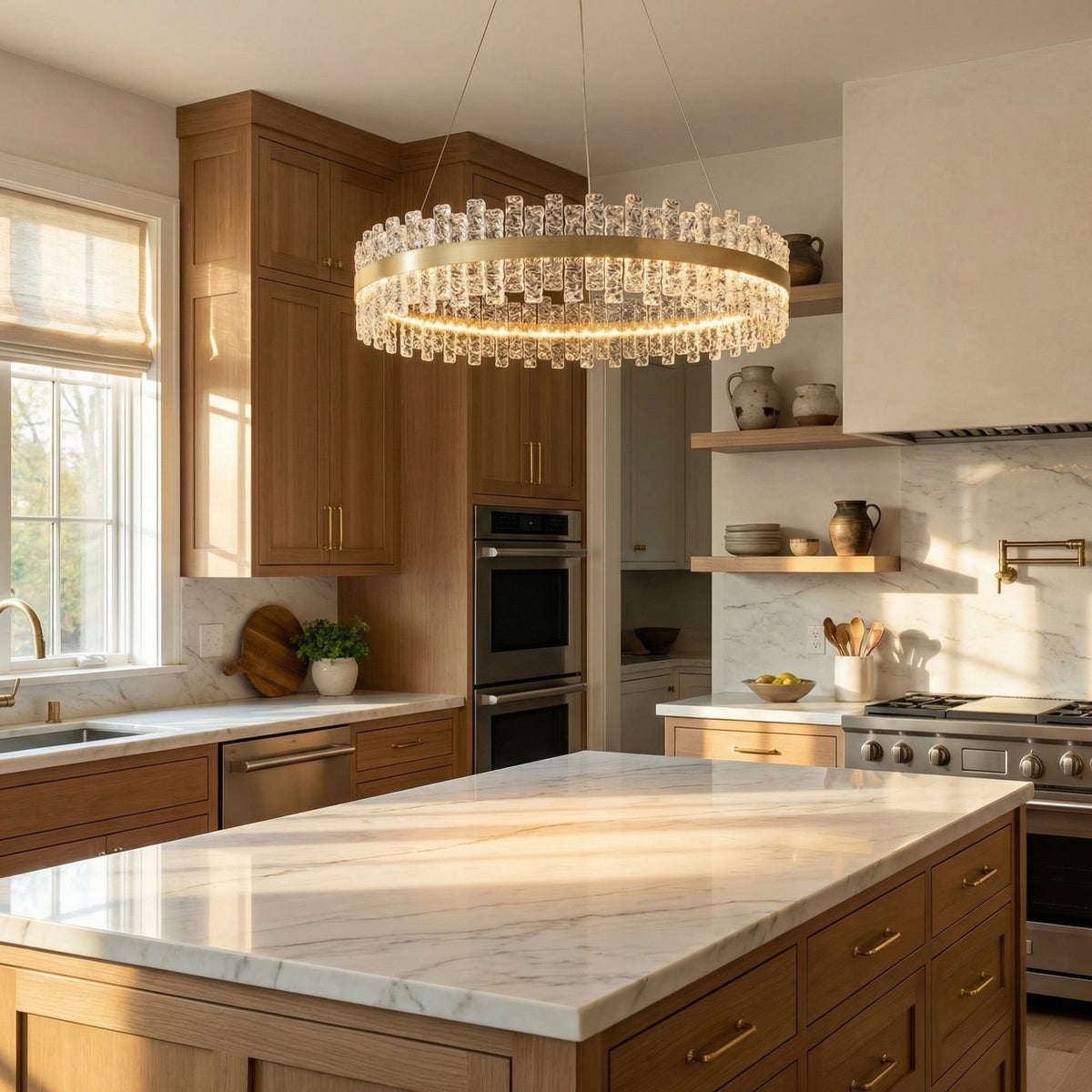 Brushed Gold Glass Fringe Modern Chandelier - view 3