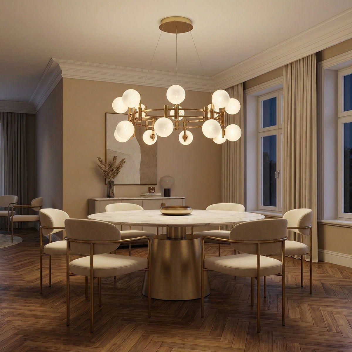 Callisto Frosted Glass Globe Round Chandelier 39.4" - view 2