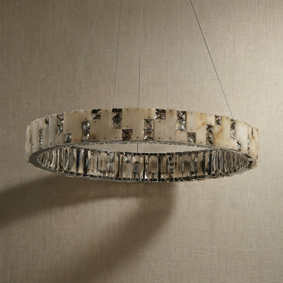 Ellery Crystal&Alabaster Round Ring Chandelier - view 5