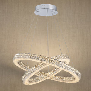 Yiosi Vera 2-tier nested crystal & alabaster chandelier with chrome finish — modern dining pendant