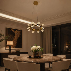 Detail of the sculpted metal with champagne gold finish