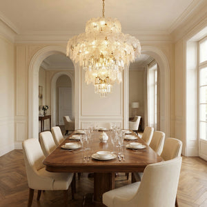 Contemporary Crystal Chandelier in a living room
