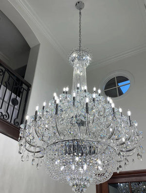 Extra Large European-style Multi-layers Candle Luxury Crystal Chandelier Gold Art Foyer/Staircase Decorative Light Fixture - view 5